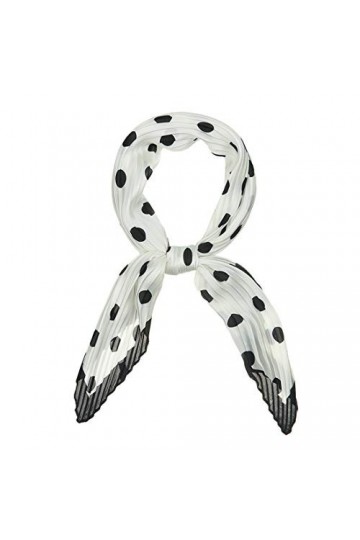sourcing map 50 S Foulard Col Plissé pour Femmes Losange Mouchoir Pois Bandana Cheveux Enroule Bandeaux Blanc noir 102x45cm /