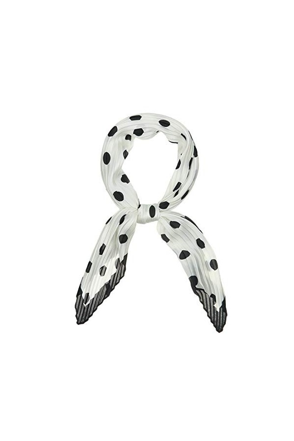 sourcing map 50 S Foulard Col Plissé pour Femmes Losange Mouchoir Pois Bandana Cheveux Enroule Bandeaux Blanc noir 102x45cm /