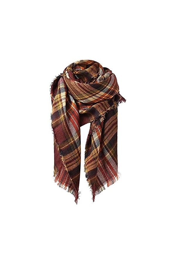 Durio Foulard triangulaire pour femme - Écharpe dautomne fine - Doux - Écharpe de couverture élégante - Avec franges, Beige 