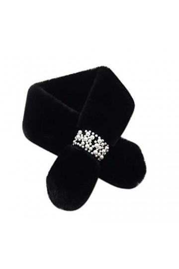 MoreChioce 80 CM Écharpe à Col Fausse Fourrure Femme, Fourrure de Lapin Artificielle Col en Fausse Fourrure avec Décoration d