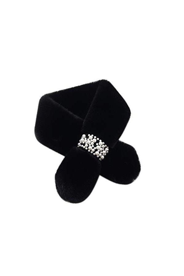 MoreChioce 80 CM Écharpe à Col Fausse Fourrure Femme, Fourrure de Lapin Artificielle Col en Fausse Fourrure avec Décoration d