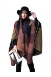 LATH.PIN Femme Manteau Cape Echarpe Epaisse Large Poncho Foulard Châle Chaud Hiver Conceptions Géométriques Irrégulier Viole