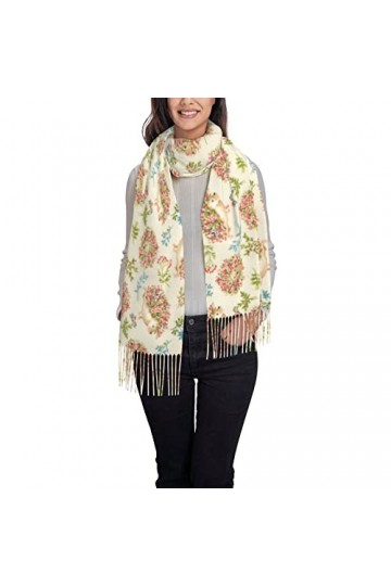ASEELO Foulard dhiver long doux et chaud en laine pour femme, Border Collie Floral, taille unique