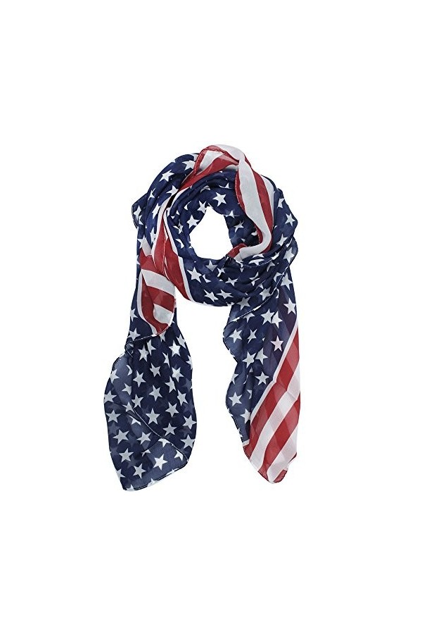 Sourcingmap Melody Foulard Unisexe Tendance Patriote Charmant Us USA étoiles Motif Drapeau américain imprimé scf003&nbsp;Jardin, P