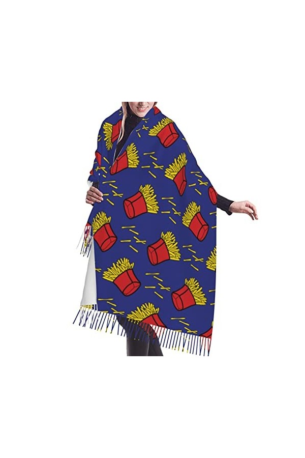 600 Foulard Femme Joli Motif De Frites Écharpe Foulard Grande Écharpe Femme Imprimée Écharpe Châle Pour Mariage Party Femmes 