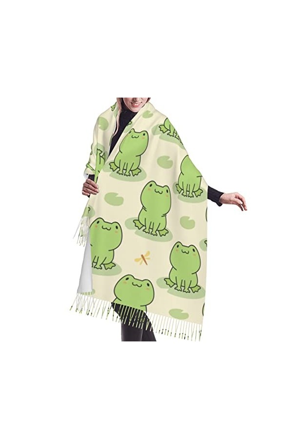 600 Foulard Femme Motif De Grenouille De Dessin Animé Mignon Écharpe Foulard Mode Châle Écharpe Confortable Foulard Echarpe P