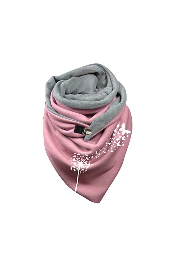 WWricotta Femmes Plume Vintage Imprimer Boho Écharpe Châles Wraps Hiver Chaud Écharpes Courtes Rouge Fille Plaid Fourrure Cha