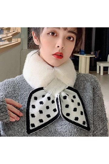 QINC Écharpe en Peluche bavette Automne Hiver imperméable au, Cousue, tricotée en Forme de Vague, avec nœud Papillon, Douce e