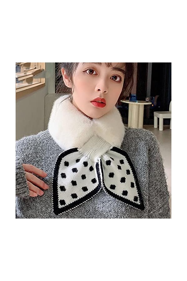 QINC Écharpe en Peluche bavette Automne Hiver imperméable au, Cousue, tricotée en Forme de Vague, avec nœud Papillon, Douce e