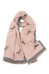 Claudia & Jason® Écharpe dhiver douce et chaude avec imprimé rouge-gorge pour femme Livré avec boîte cadeau, rose