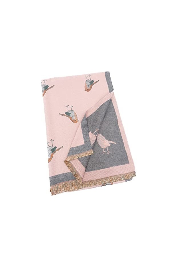 Claudia & Jason® Écharpe dhiver douce et chaude avec imprimé rouge-gorge pour femme Livré avec boîte cadeau, rose