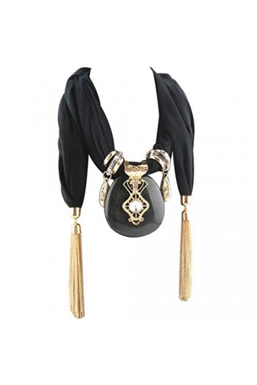 Kofun Écharpe Femme, Collier à écharpe Pendentif Goutte deau Gris