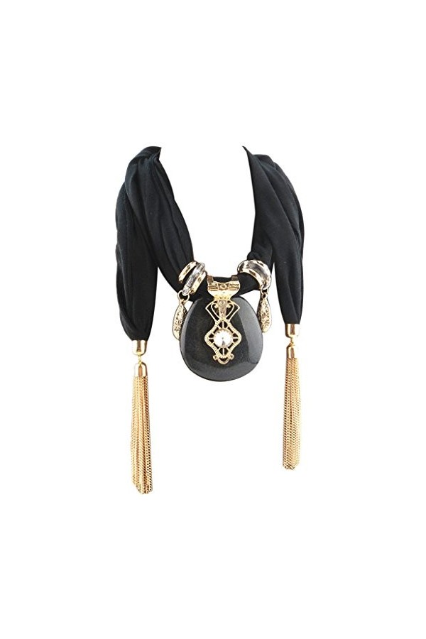 Kofun Écharpe Femme, Collier à écharpe Pendentif Goutte deau Gris