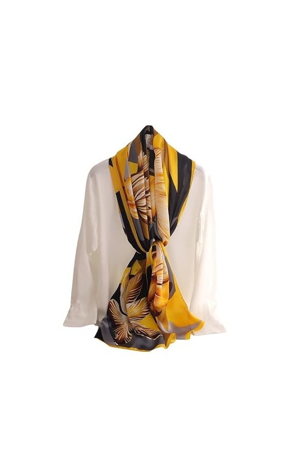 WEIGEER Écharpe en soie pour femme,Écharpe dorée,Écharpe en pierre,Tour de tête,Écharpe fine pour femme,Écharpe de plage vint