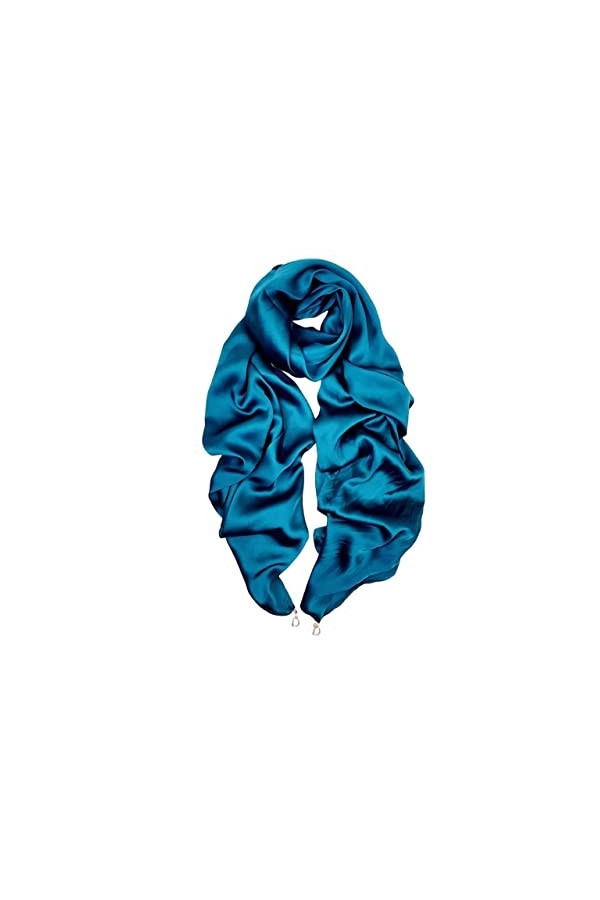 Écharpe unie et soyeuse pour femme - Légère, fine et douce - Vert, Vert, taille unique