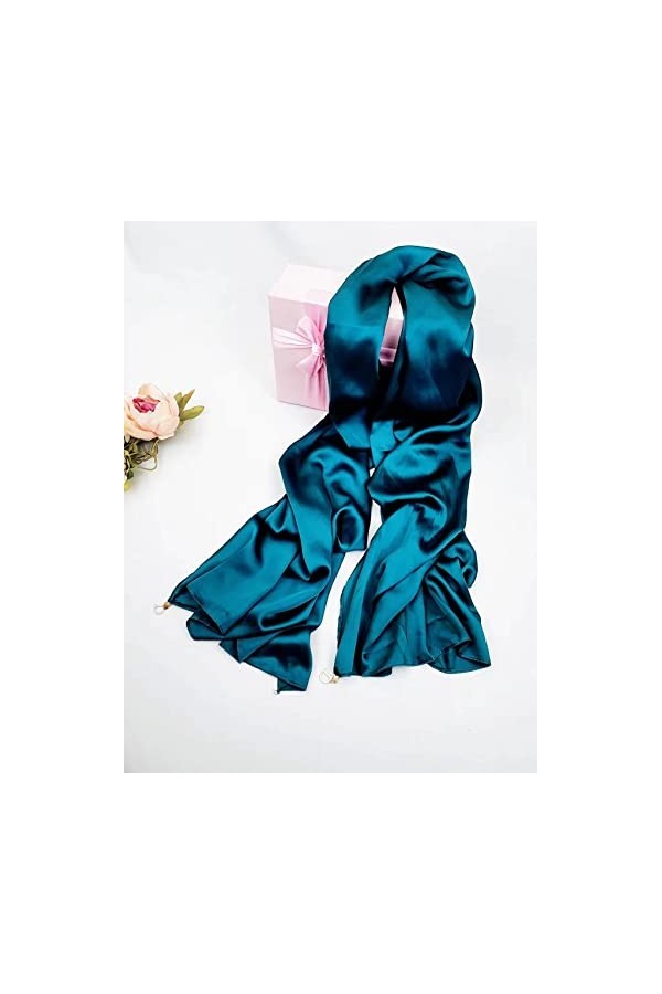 Écharpe unie et soyeuse pour femme - Légère, fine et douce - Vert, Vert, taille unique