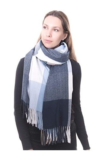 CRAGGI Golspie Supersoft Shawl Écharpe Poncho à Carreaux, Blue, 175cm x 75cm Femme