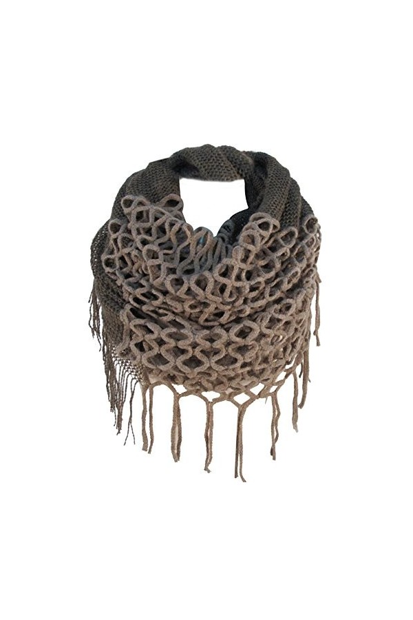 TININNA Hiver Chaud Crochet Tricoté Infinity Boucle Glands Doux Châle écharpe Wrap écharpes pour Les Femmes Kaki