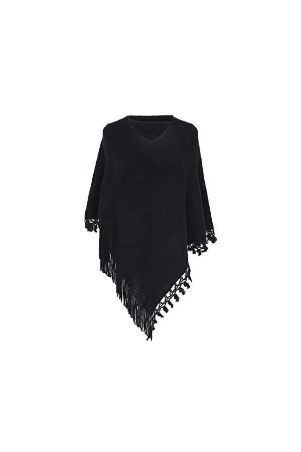 Foulard Motif Chat Poncho à rayures pour femmes avec glands Écharpe tricotée Écharpe Franges Enveloppement Pull Pashminas Pul