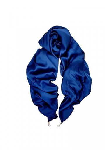 Écharpe unie et soyeuse pour femme - Légère - Fine et douce - Pour hijab - Bleu marine, Bleu marine - Bleu, taille unique