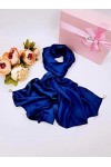 Écharpe unie et soyeuse pour femme - Légère - Fine et douce - Pour hijab - Bleu marine, Bleu marine - Bleu, taille unique