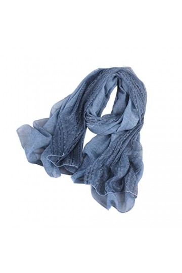 Écharpe Femme,Souple Femmes Coton Et Lin Autum Et Hiver Longue Foulard En Soie Châle Pour Hiver Chaud Toutes Les Saisons-bleu