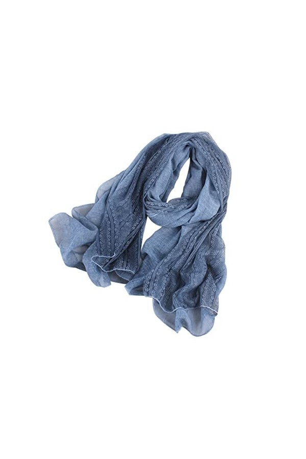 Écharpe Femme,Souple Femmes Coton Et Lin Autum Et Hiver Longue Foulard En Soie Châle Pour Hiver Chaud Toutes Les Saisons-bleu
