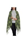QQIAEJIA Écharpe classique à pompons pour femme - Automne et hiver - Vert - Motif sapin de Noël, Sapin de Noël vert., taille 