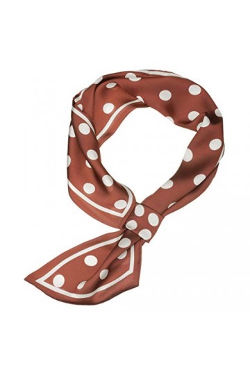 Sourcing map Femmes Polka Dots Bevel Petit Écharpe Skinny Col Oblique Foulards Double Face - Rouge - 85