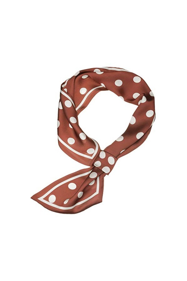 Sourcing map Femmes Polka Dots Bevel Petit Écharpe Skinny Col Oblique Foulards Double Face - Rouge - 85