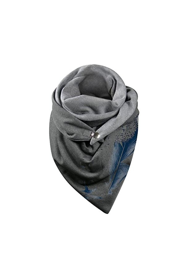 TianWlio Femmes plume Vintage imprimé Boho écharpe châles enveloppes hiver chaud écharpes Fourrure Bleue