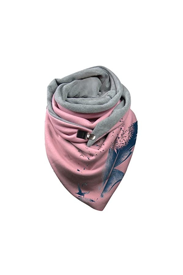 TianWlio Femmes plume Vintage imprimé Boho écharpe châles enveloppes hiver chaud écharpes Fourrure Bleue