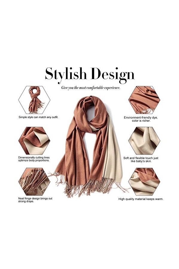 Foulard Echarpe Automne Femme Homme 200 * 70CM Hiver Double Couleurs Touché Soyeux Elégant Châle Doux pour Mariage Party Soir