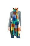 Aodafei Echarpe Femme Hiver Plaid,Grande écharpes Femmes Longues Chaude Écharpe Châle Plaid Multicolore,Orange Vert Arc-en-ci
