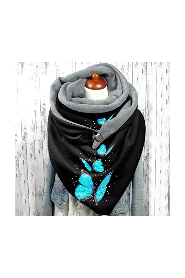 Dorjuli Écharpe pour femme avec boutons élégant et classique Personnalité géométrique, châle en cachemire avec bouton pour l