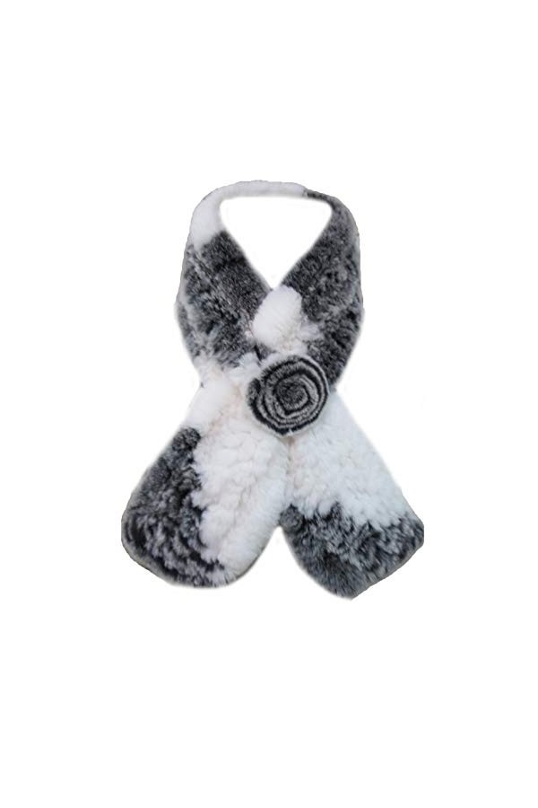 DTLDYG Femme Un Fleur Forrure Veritable de Lapin Rex Echarpe Pourpre 