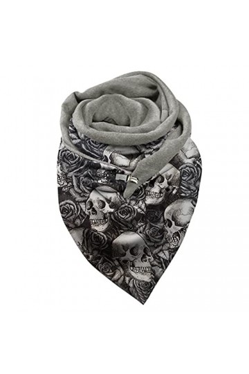 Blingko éCharpe Triangle Femme TêTe De Mort Mode Echarpe Triangle Femme à Boucle Pas Cher en Coton Châles Automne Hiver Echar