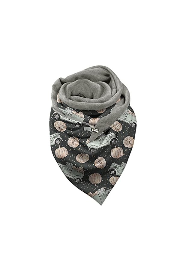 WOZOW Châles Femme Chaudes Hiver Halloween Imprimer Bouton Doux Wrap Décontracté Imprimé Tête De Mort écharpes écharpe Triang