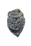 WOZOW Châles Femme Chaudes Hiver Halloween Imprimer Bouton Doux Wrap Décontracté Imprimé Tête De Mort écharpes écharpe Triang
