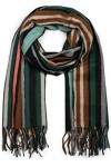 styleBREAKER écharpe pour femmes avec motif de rayures colorées et longues franges, color blocking, hiver, étole, foulard 010