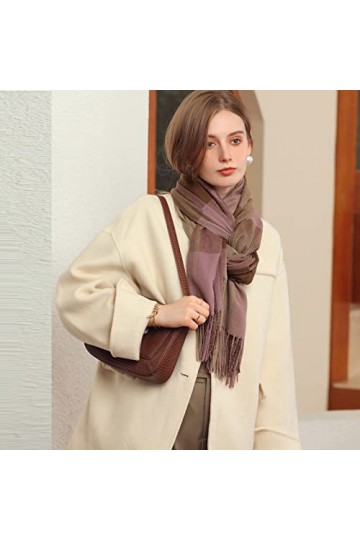 Echarpe Châle élégant Femme Hiver Chaud Chic Tricoté Laine Élasticité Douce Chale Longue Cape Souple Confortable Pashmina Fou