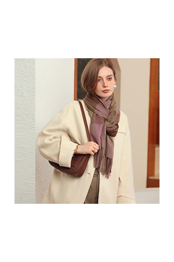 Echarpe Châle élégant Femme Hiver Chaud Chic Tricoté Laine Élasticité Douce Chale Longue Cape Souple Confortable Pashmina Fou