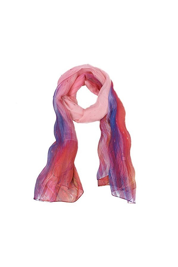 WZTP Foulard Femme en Soie Echarpe Chale Longue Élégant Dégradé Couleur 70,8" x 27,5" Lady 180cm, rose 