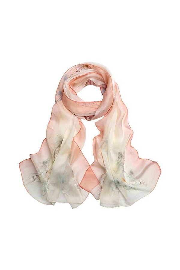 WZTP Foulard Femme en Soie Echarpe Chale Longue Élégant Dégradé Couleur 70,8" x 27,5" Lady 180cm, rose 