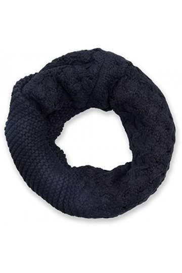 styleBREAKER écharpe loop tricotée avec motif mélangé, mailles fines unies, écharpe dhiver, unisexe 01018153, couleur:Noir