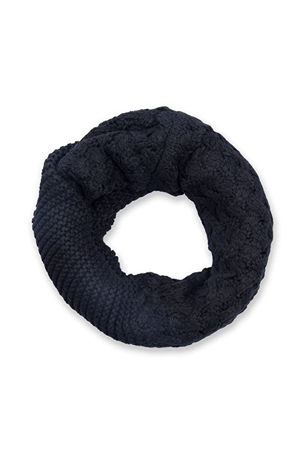 styleBREAKER écharpe loop tricotée avec motif mélangé, mailles fines unies, écharpe dhiver, unisexe 01018153, couleur:Noir