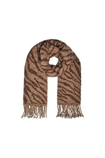 PIECES Pcpyron Straight Long Scarf Box BC Écharpe, Fossil/Motif : Zebra, Taille Unique Femme