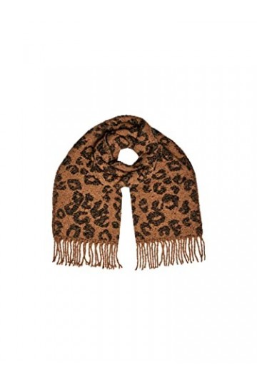 PIECES Pcpyron Straight Long Scarf Box BC Écharpe, Coconut/Motif : léopard, Taille Unique Femme