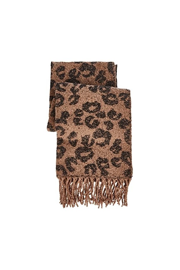 PIECES Pcpyron Straight Long Scarf Box BC Écharpe, Coconut/Motif : léopard, Taille Unique Femme