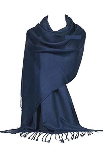 LGFM® Lisse Pashmina style Écharpe B9-88-GHNL - .B9-88-ghnl - Foncé Navy Bleu - LL